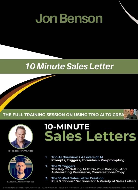 Jon Benson – 10 Minute Sales Letter